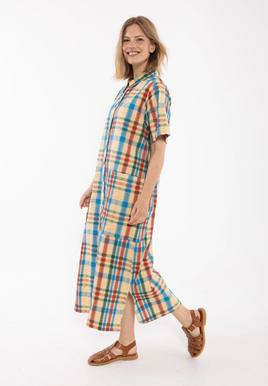Danegardener Seersucker SS Dress Nougat CHECK