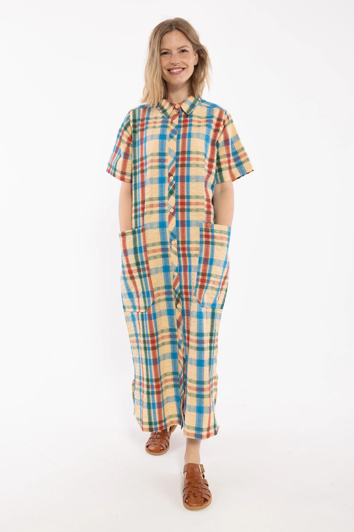 DANEGARDENER SEERSUCKER DRESS | NOUGAT CHECK