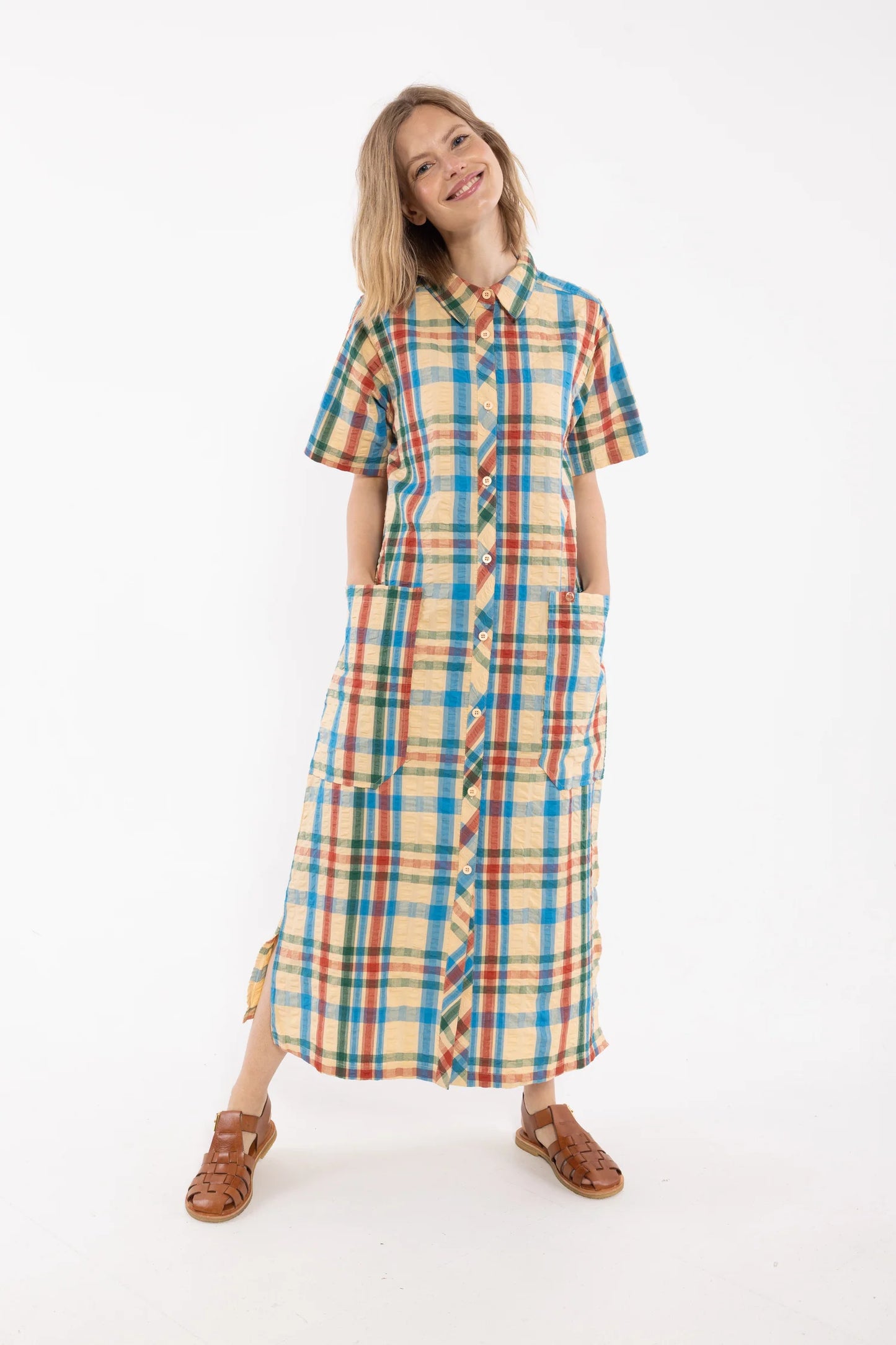 DANEGARDENER SEERSUCKER DRESS | NOUGAT CHECK