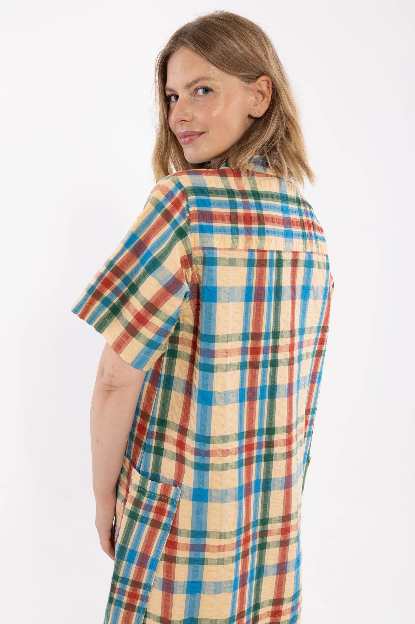 DANEGARDENER SEERSUCKER DRESS | NOUGAT CHECK