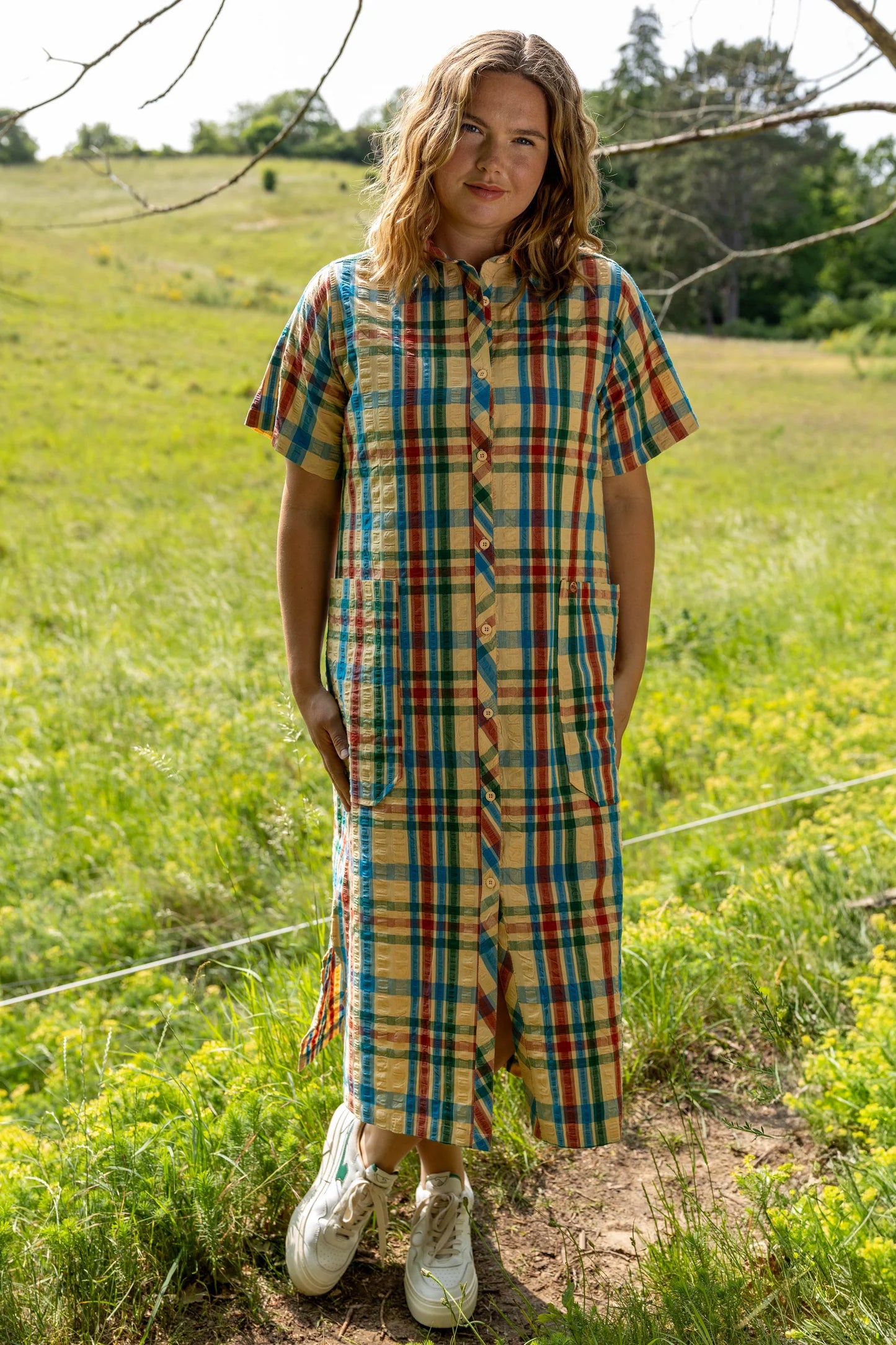 DANEGARDENER SEERSUCKER DRESS | NOUGAT CHECK