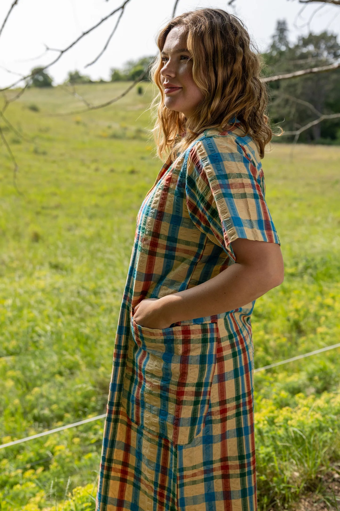 DANEGARDENER SEERSUCKER DRESS | NOUGAT CHECK