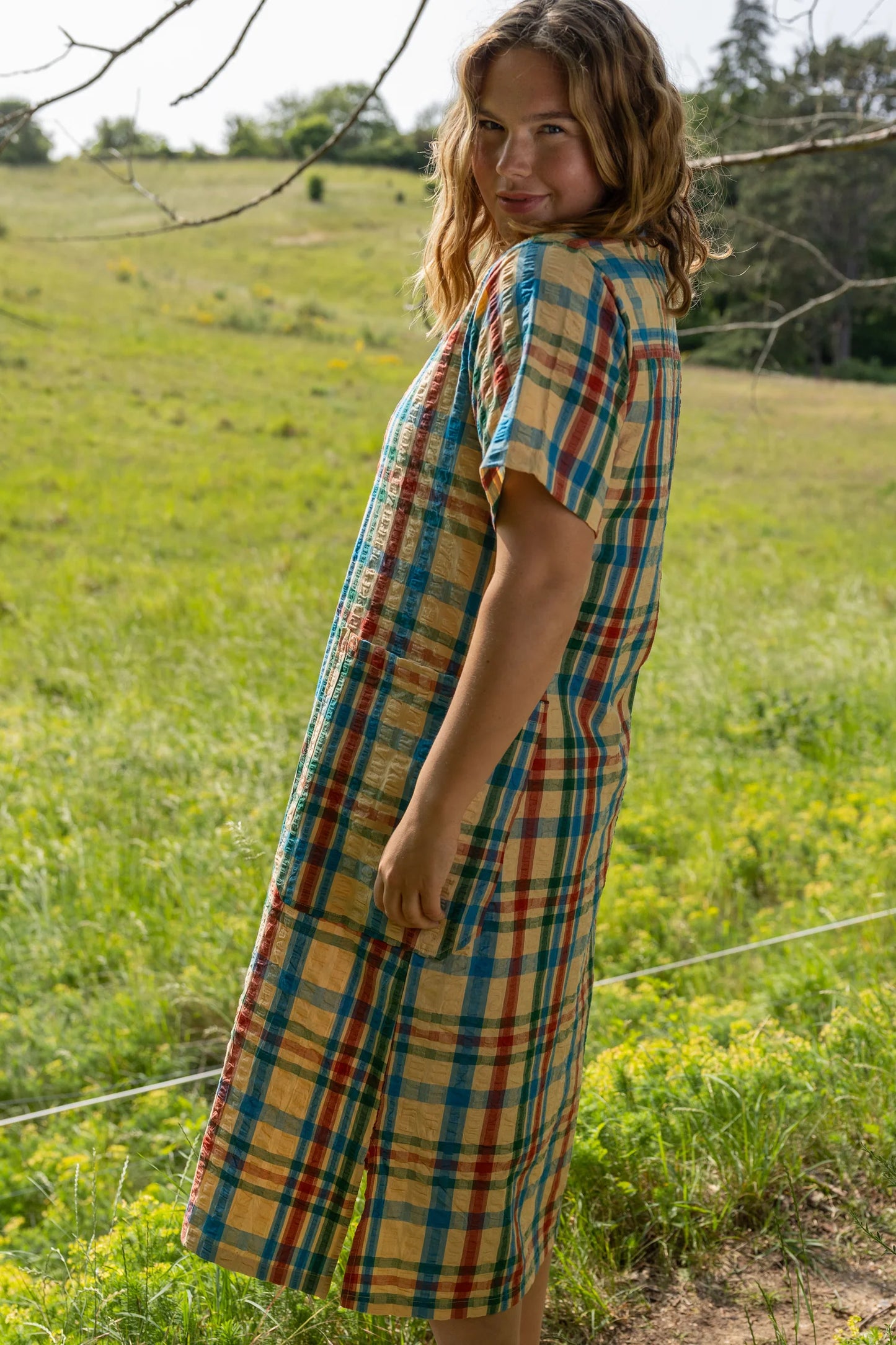 DANEGARDENER SEERSUCKER DRESS | NOUGAT CHECK