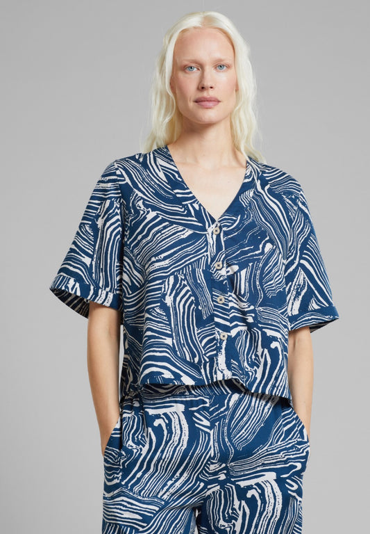 ODENSE BLOUSE CLAY SWIRL BLUE