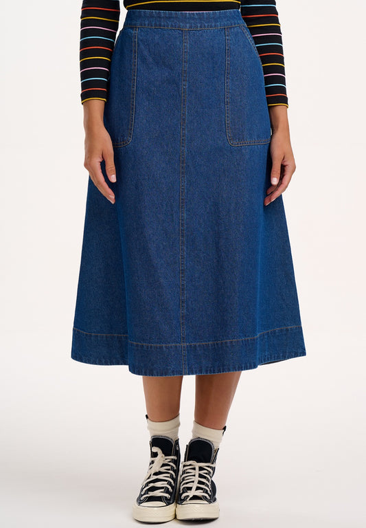 JOANNA MIDI SKIRT | DEEP BLUE DENIM