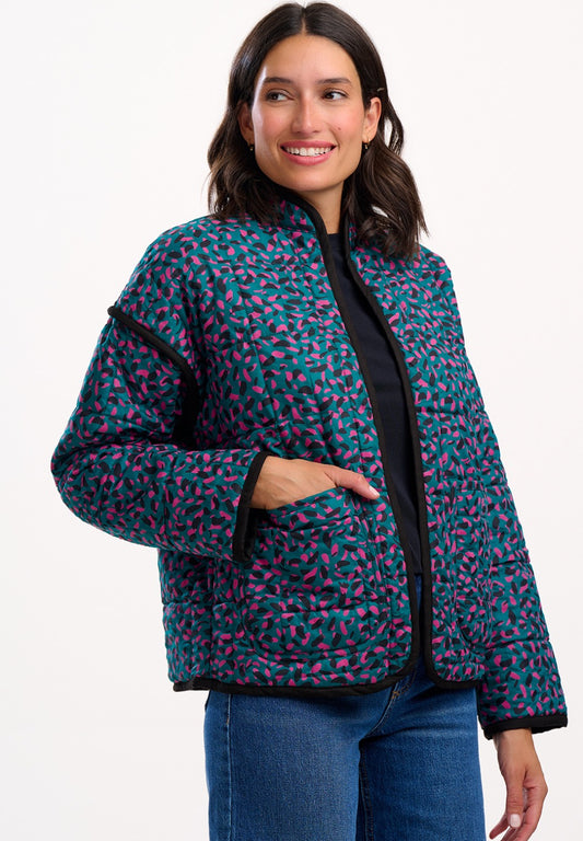 ELOWEN QUILTED JACKET | GREEN/ LAYERED SPOT