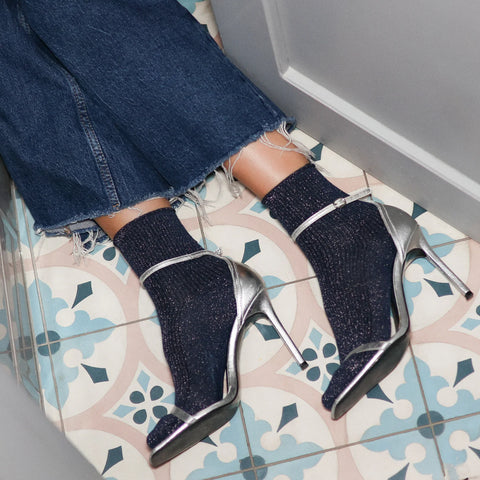 GLITTER LUREX SOCKS | BLUE