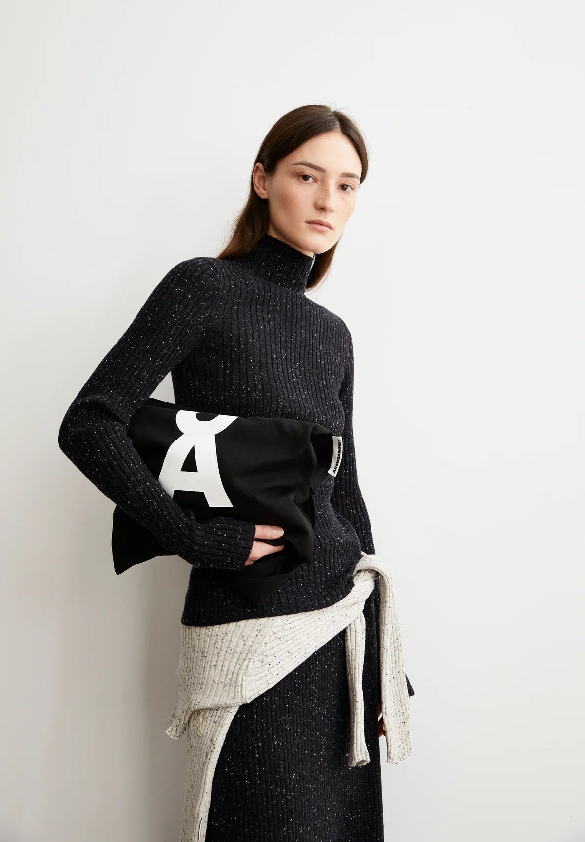 ALAANIA TWEED RECYCLED WOOL BLEND JUMPER | BLACK