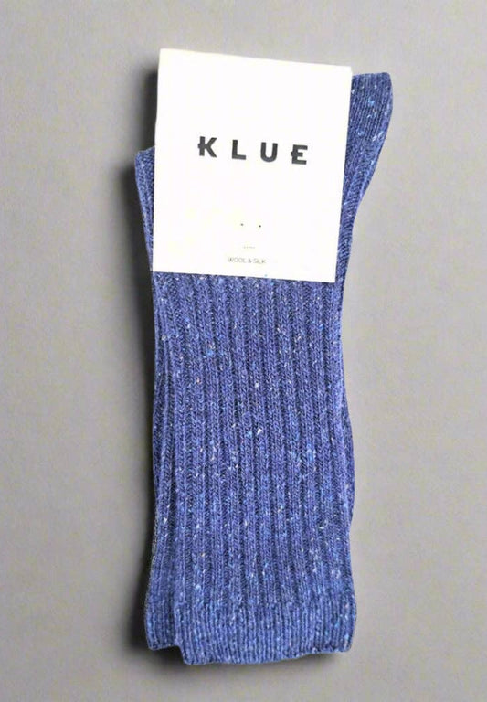 WOOL AND SILK BLEND DUST STAR SOCKS | BLUE