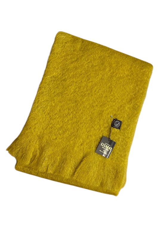 MOHAIR AND WOOL WIDE SCARF MUSTARD 793