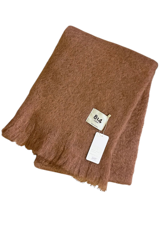 MOHAIR AND WOOL WIDE SCARF COCOA 600