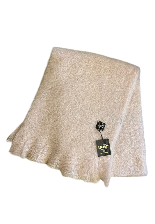 MOHAIR AND WOOL WIDE SCARF PALE ROSE 048