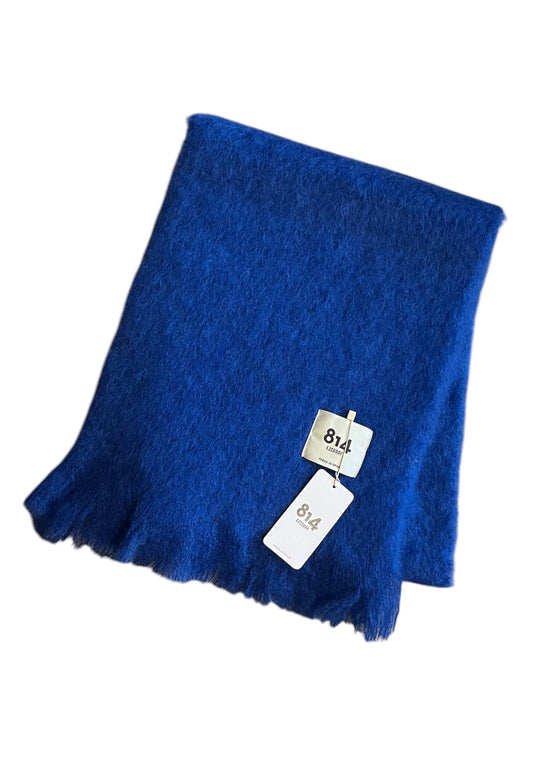MOHAIR AND WOOL WIDE SCARF BLUE 456