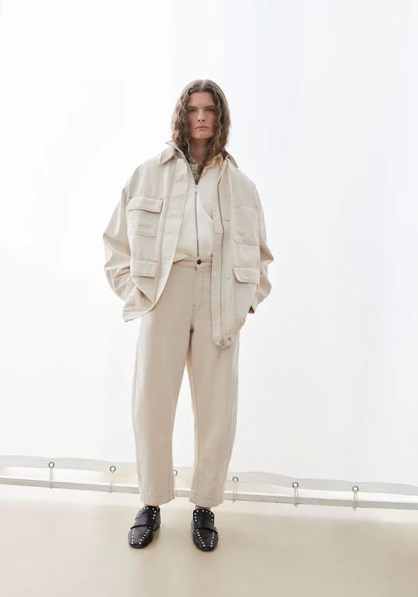 WORKWEAR ORGANIC COTTON CANVAS BARREL TROUSERS | UNDYED