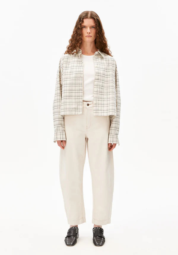 WORKWEAR ORGANIC COTTON CANVAS BARREL TROUSERS | UNDYED