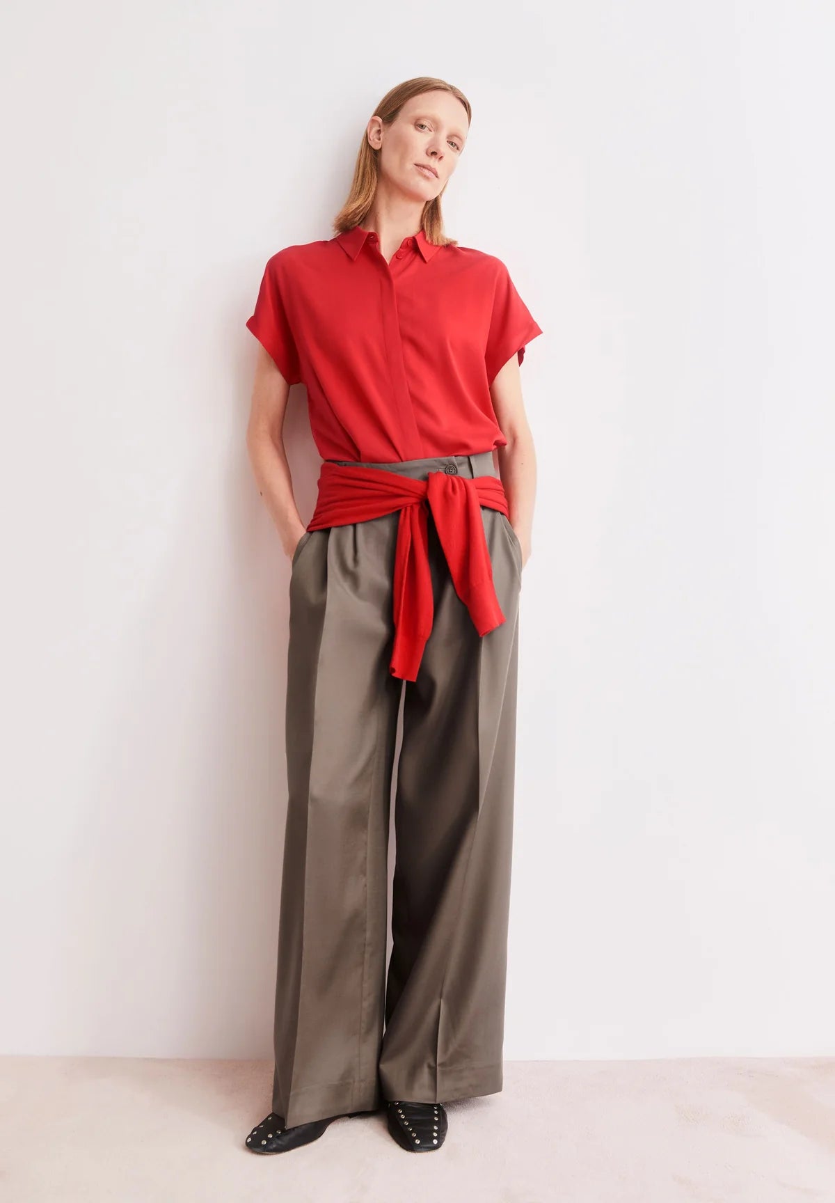 LARISAANA ECOVERO™ CAP SLEEVE LOOSE FIT BLOUSE | MARS RED