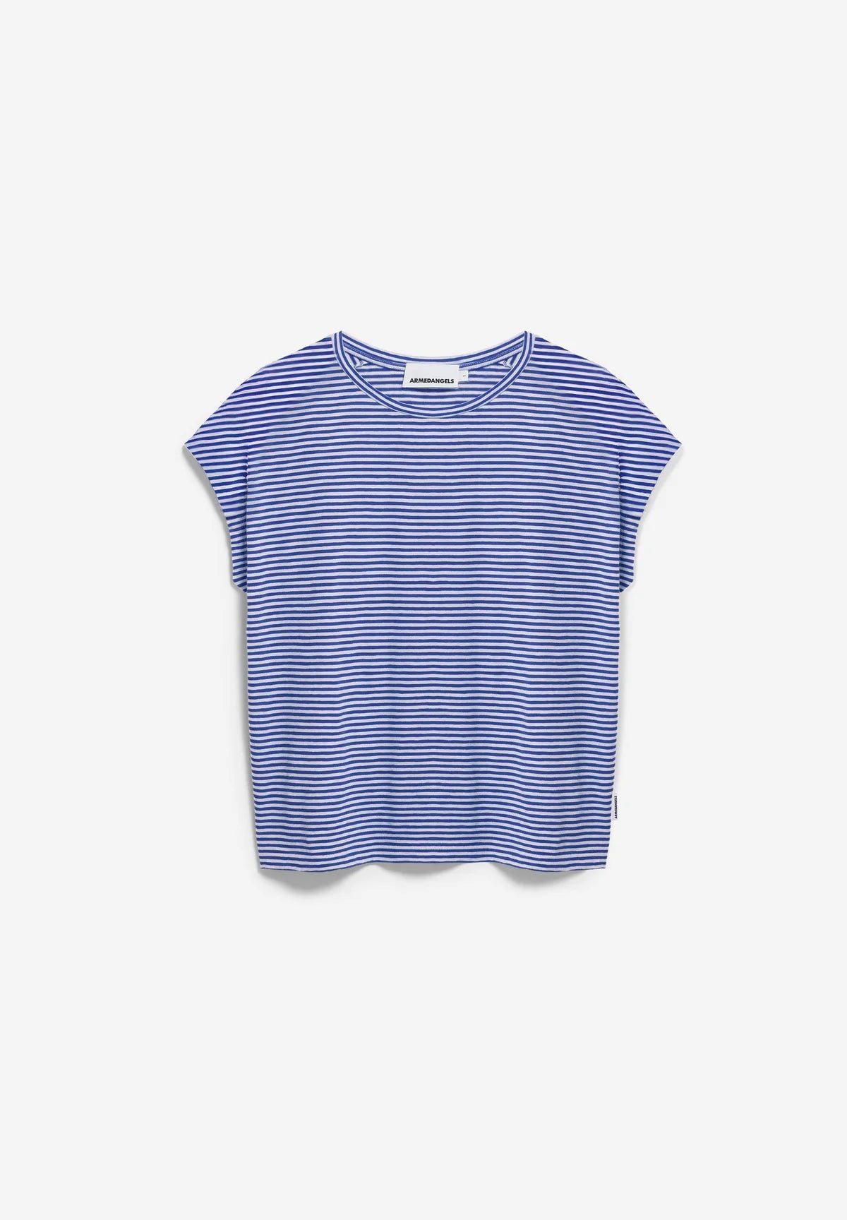 ORGANIC COTTON SLUB JERSEY STRIPE T-SHIRT | OATMILK-DYNAMO BLUE