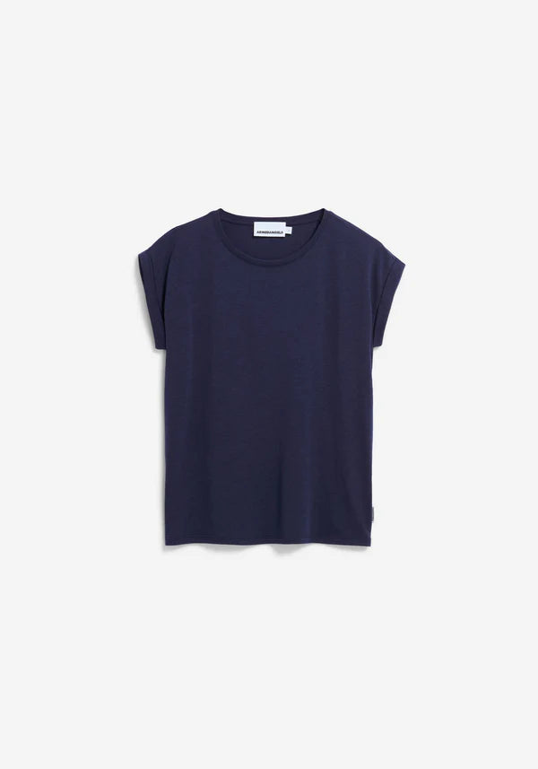 JILAANA ORGANIC COTTON AND  TENCEL™ LYOCELL T-SHIRT | TINTED NAVY