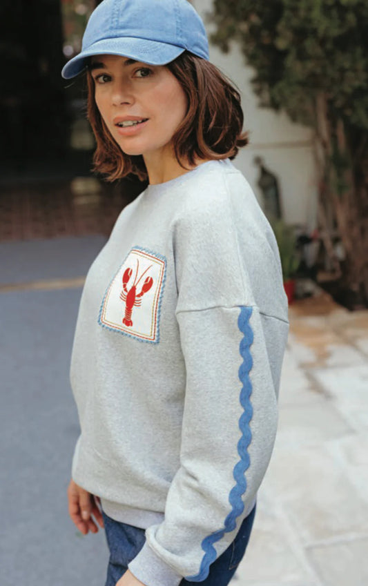 EADIE RELAXED SWEATSHIRT | GREY MARL LOBSTER