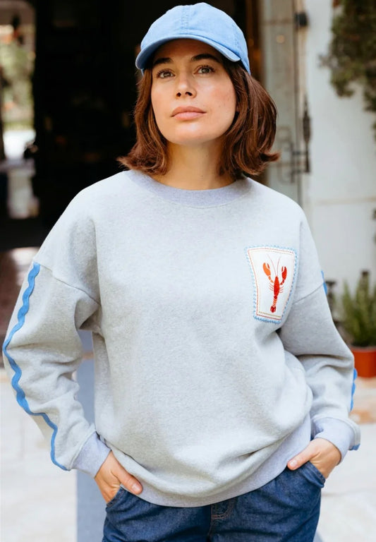 EADIE RELAXED SWEATSHIRT | GREY MARL LOBSTER