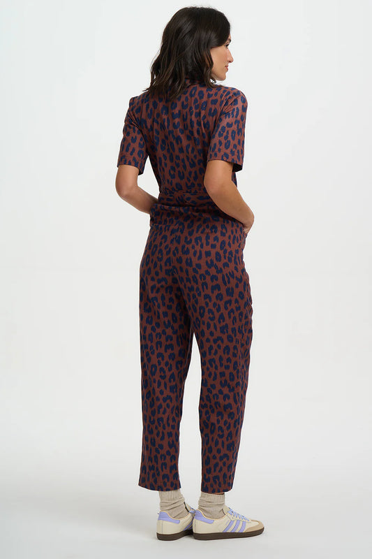 MEREDITH BOILERSUIT | RUST/NAVY IKAT LEOPARD