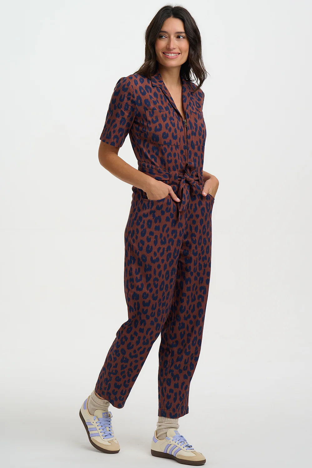 MEREDITH BOILERSUIT | RUST/NAVY IKAT LEOPARD