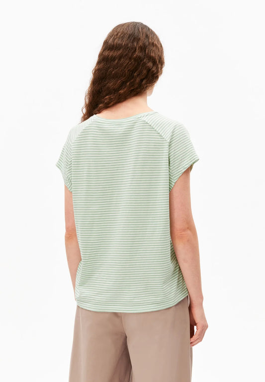 ORGANIC COTTON SLUB JERSEY STRIPE T-SHIRT | OATMILK-FOAM