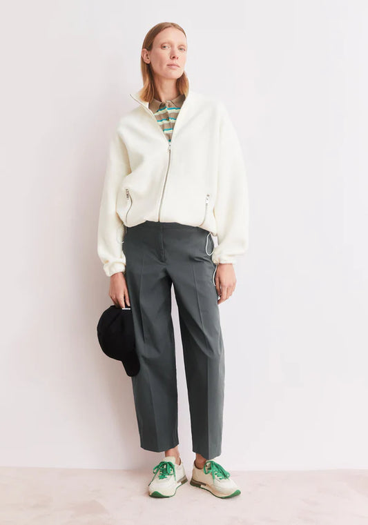 ORGANIC COTTON TWILL BARREL LEG TROUSERS | SPACE STEEL