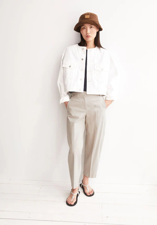 ORGANIC COTTON TWILL BARREL LEG TROUSERS | SANDSTONE
