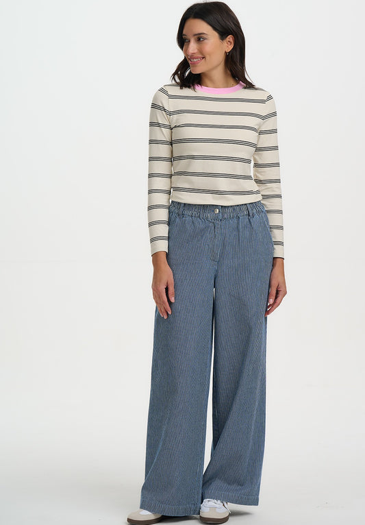FIFI WIDE LEG TROUSERS | BLUE STRIPE DENIM