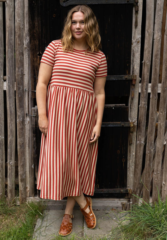 DANEKROYER STRIPED MIDI DRESS | NOUGAT-CHILI