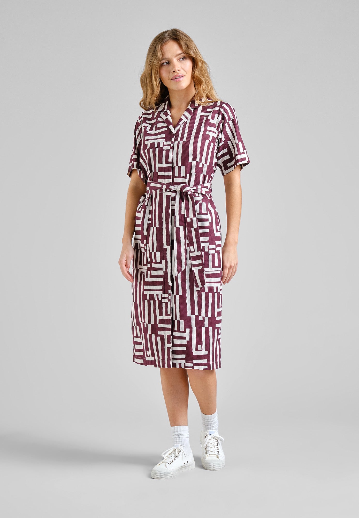 ORREFORS SHIRT DRESS | LINES & STICKS FIG RED