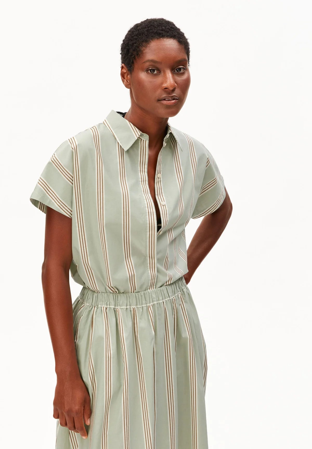 STRIPE POPLIN LARISAANA BLOUSE 100% ORGANIC COTTON