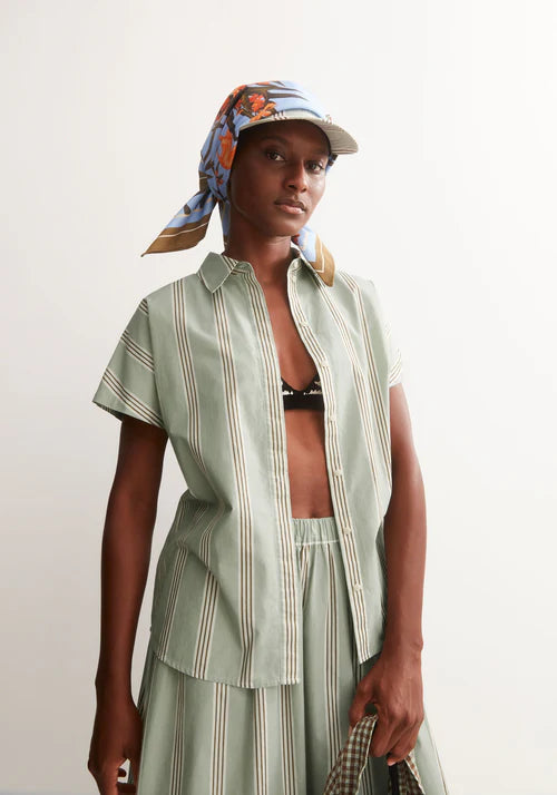 STRIPE POPLIN LARISAANA BLOUSE 100% ORGANIC COTTON