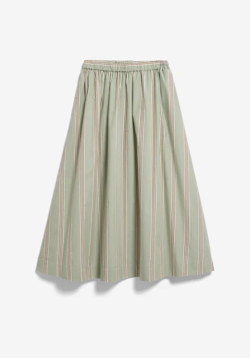 STRIPED A-LINE MIDI SKIRT