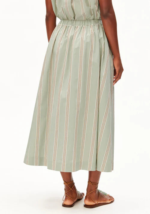 STRIPED A-LINE MIDI SKIRT