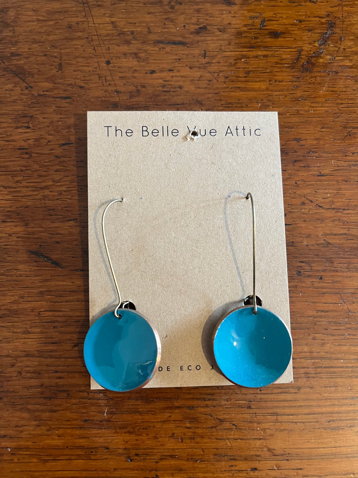 DOMED ENAMEL HALF PENNY EARRINGS | DARK TEAL