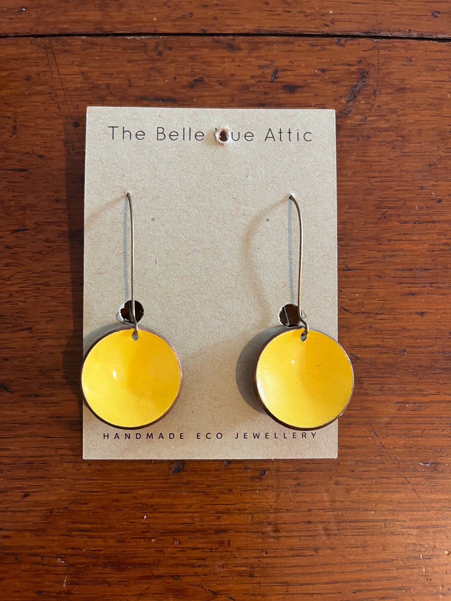 DOMED ENAMEL HALF PENNY EARRINGS | YELLOW