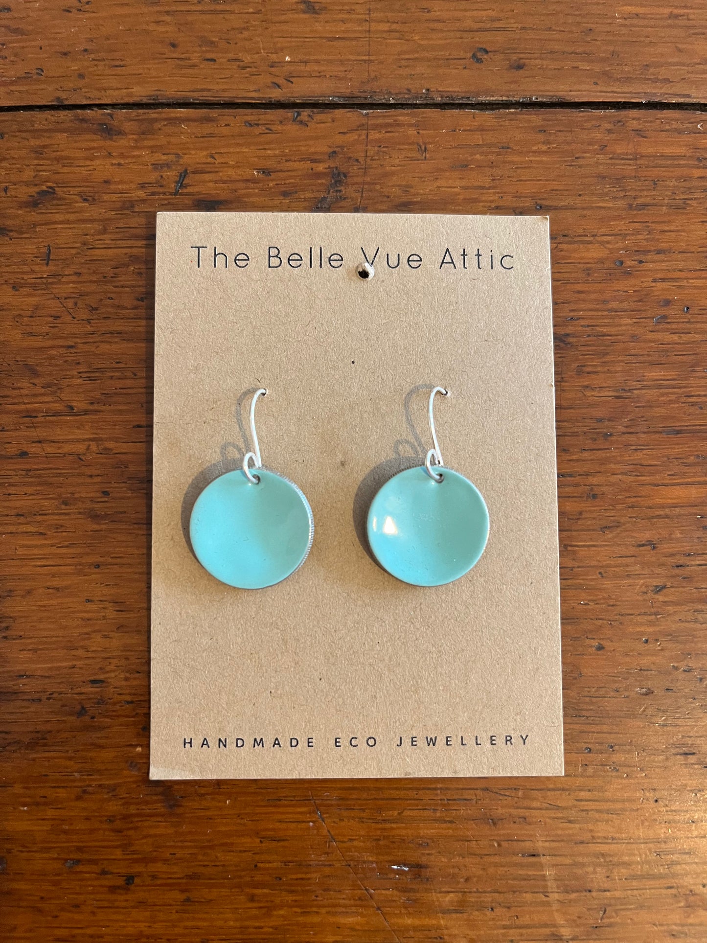 DOMED ENAMEL SIXPENCE EARRINGS | LIGHT TURQUOISE