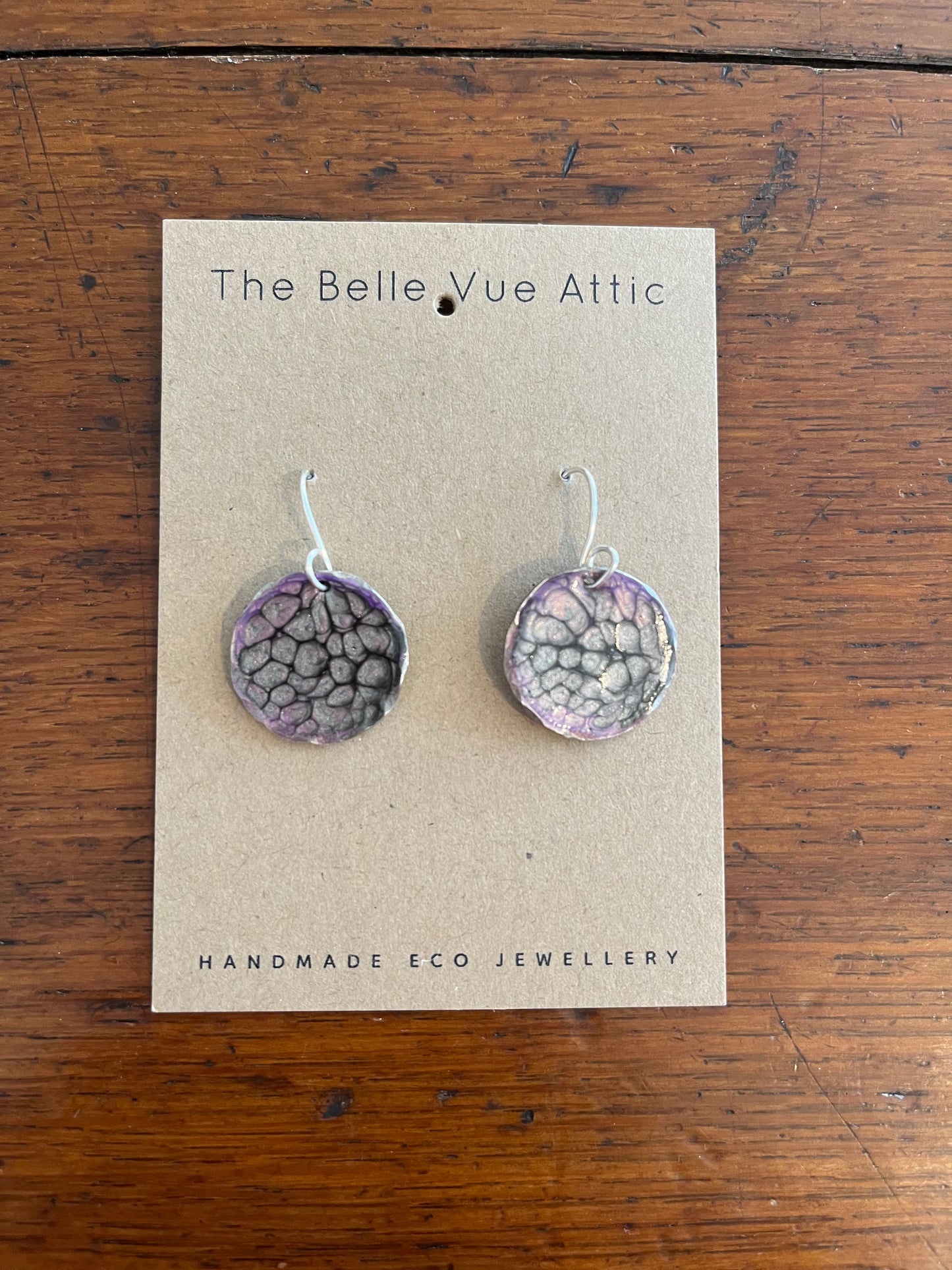 PAINTED SIXPENCE EARRINGS | GREY AND LILAC