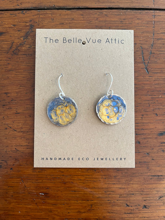 PAINTED SIXPENCE EARRINGS | BLUE AND GOLD