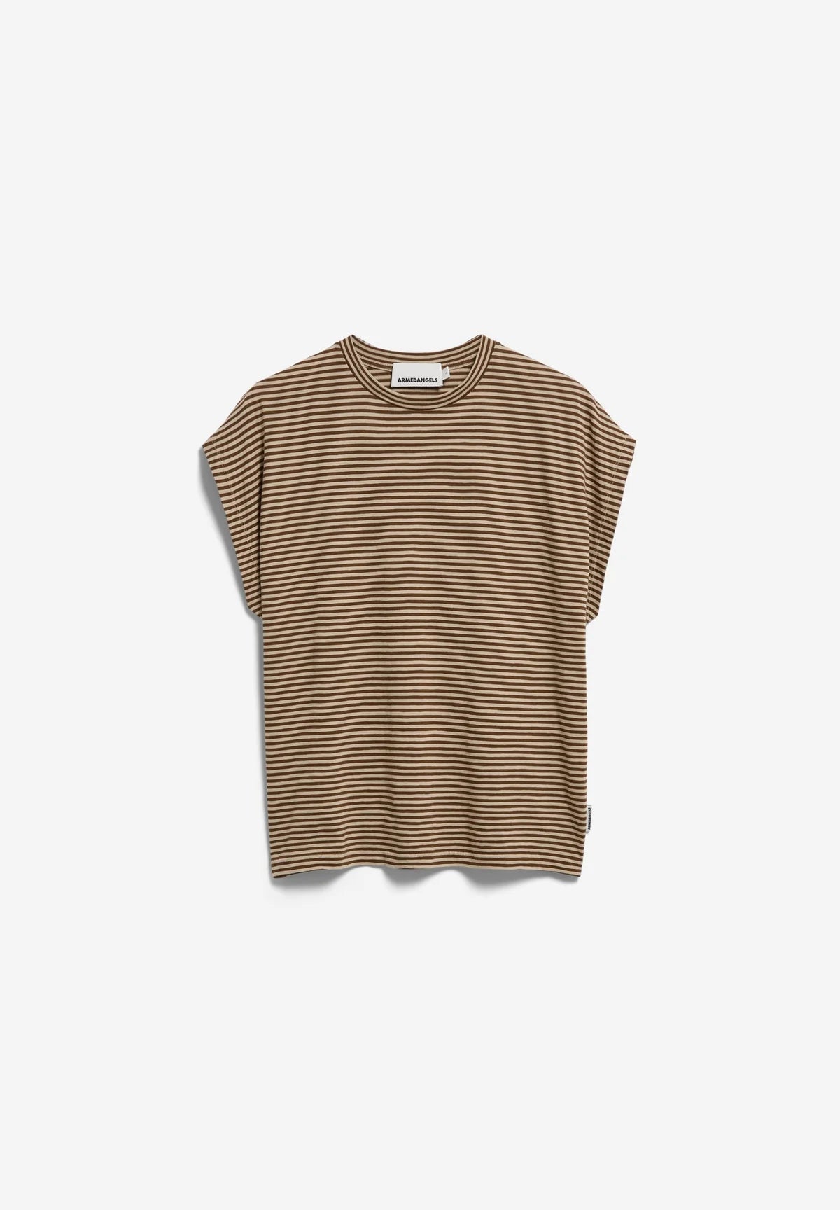 ORGANIC COTTON SLUB JERSEY STRIPE T-SHIRT | SAND STONE-DRIED PALM