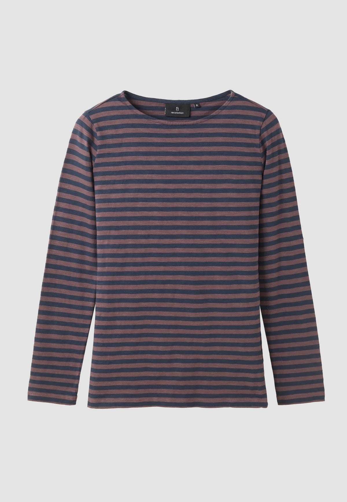 IRIS STRIPES ORGANIC COTTON SLUB JERSEY LONG SLEEVE TOP | DARK GRAPE