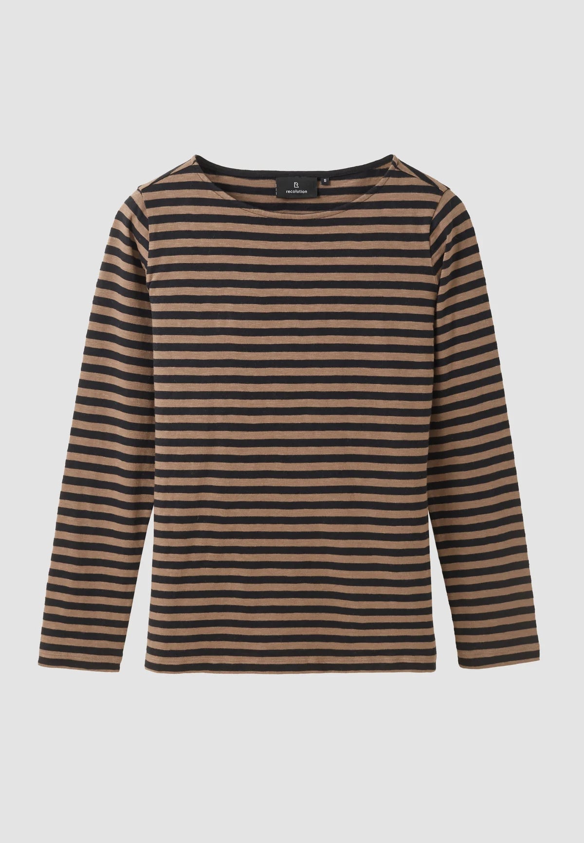 recolution Iris Stripes Organic Cotton Slub Jersey Top – Vintage Brown
