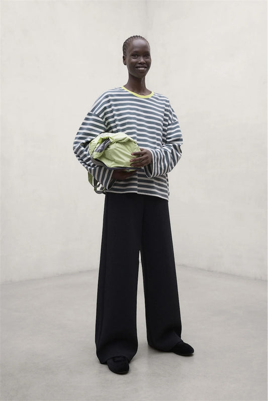 BERGAMI STRIPED LONG SLEEVE TOP | GREEN SHADOW