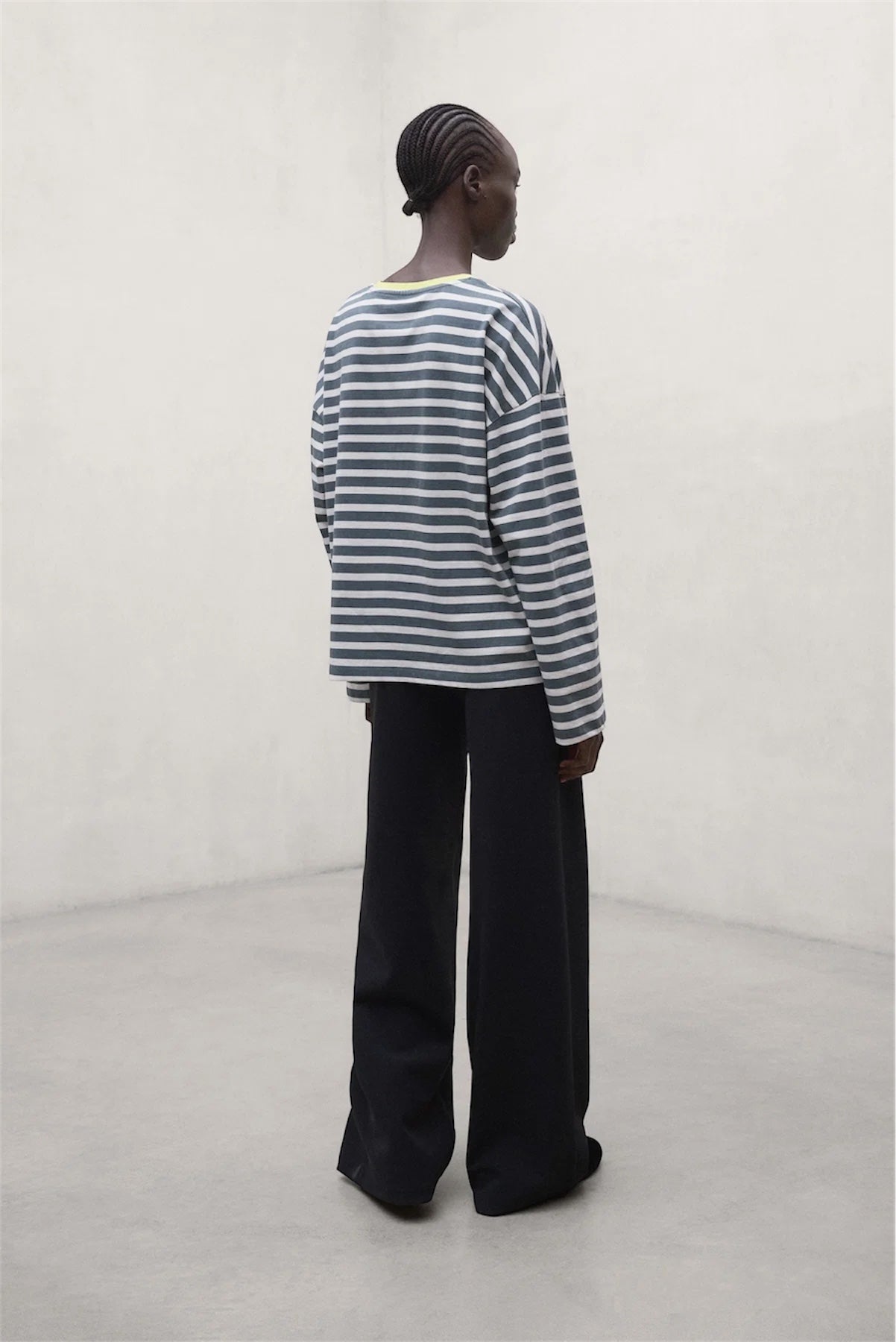 BERGAMI STRIPED LONG SLEEVE TOP | GREEN SHADOW