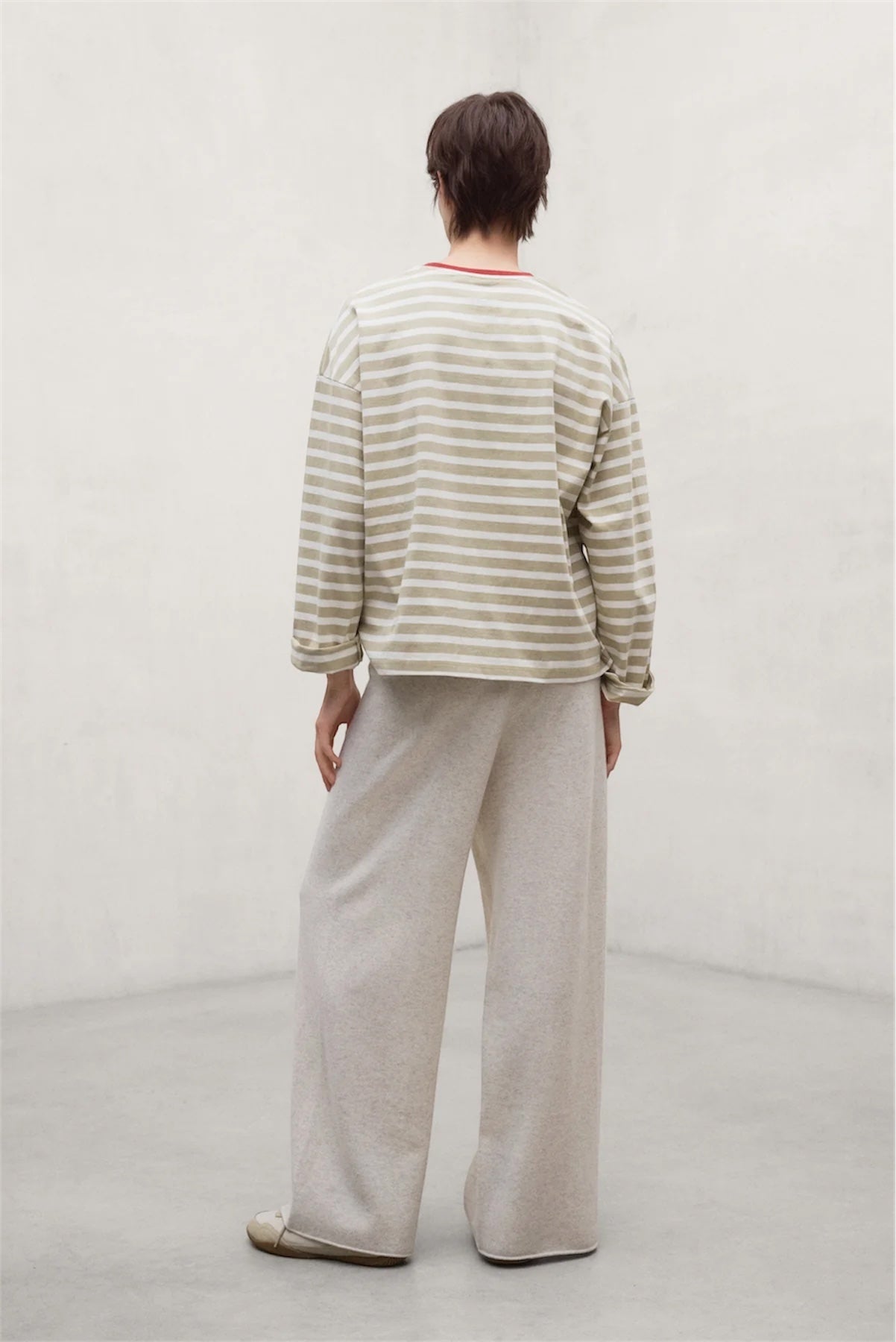 BERGAMI STRIPED LONG SLEEVE TOP | BEIGE