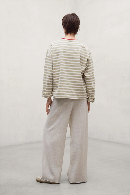 BERGAMI STRIPED LONG SLEEVE TOP | BEIGE