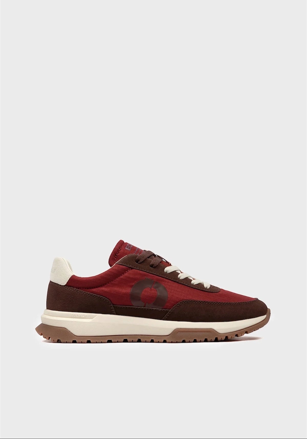 Red and brown sneaker from Ecoalf on a white background