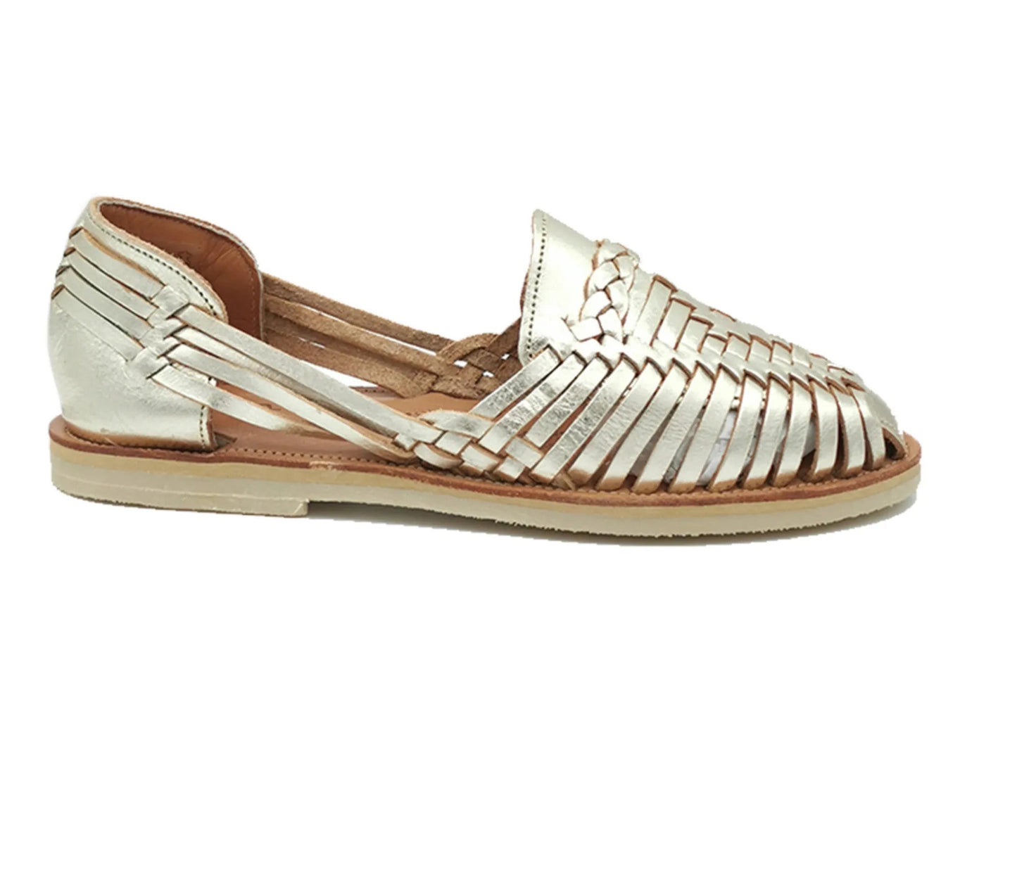 ALEGRE BRAIDED LEATHER SANDALS | CHAMPAGNE